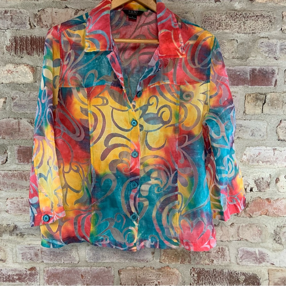 Toni morgan colorful blouse large